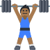 🏋🏾 person lifting weights: medium-dark skin tone display on Facebook